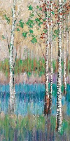 Coastal Spring Birch Black Ornate Wood Framed Art Print with Double Matting by Zheng, James
