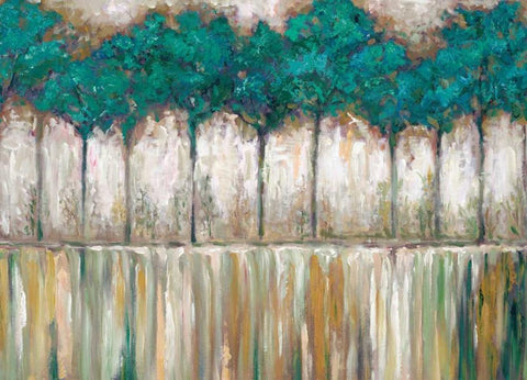 Tall Tree Horizon White Modern Wood Framed Art Print with Double Matting by Zheng, James