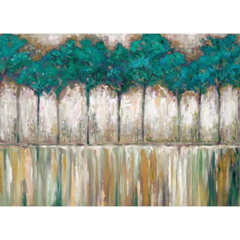 Tall Tree Horizon White Modern Wood Framed Art Print by Zheng, James