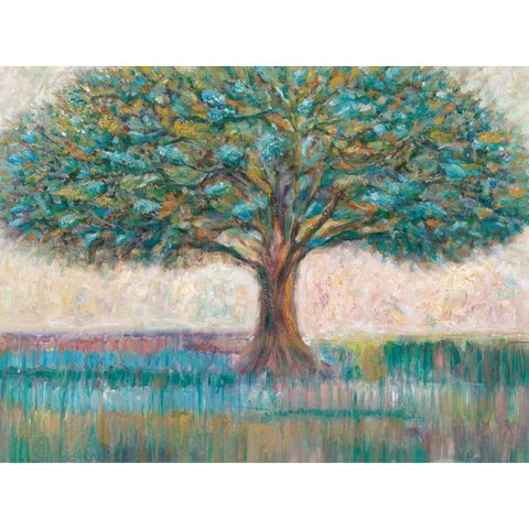 Tree of Life Landscape Black Modern Wood Framed Art Print with Double Matting by Zheng, James