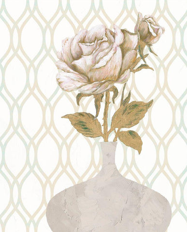 Gilded Rose 2 White Modern Wood Framed Art Print with Double Matting by Zheng, James