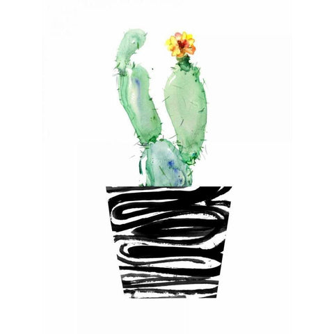 Cute Cactus Gold Ornate Wood Framed Art Print with Double Matting by London, Dakota