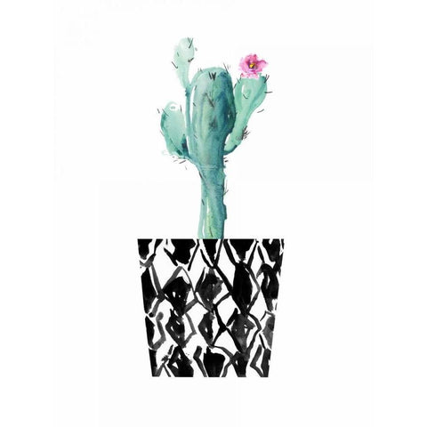 Little Cactus White Modern Wood Framed Art Print by London, Dakota