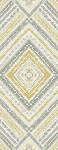 Yellow Global Diamond Pattern White Modern Wood Framed Art Print with Double Matting by Grey, Marielle