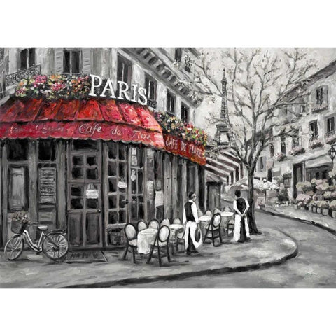 Red Awning Black Modern Wood Framed Art Print with Double Matting by Brighton, William