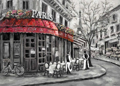 Red Awning Black Ornate Wood Framed Art Print with Double Matting by Brighton, William