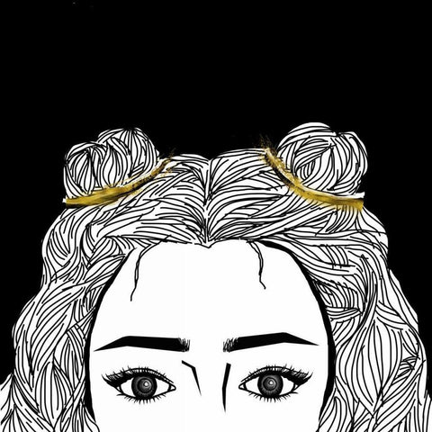 Cool Gaze White Modern Wood Framed Art Print with Double Matting by S Studio