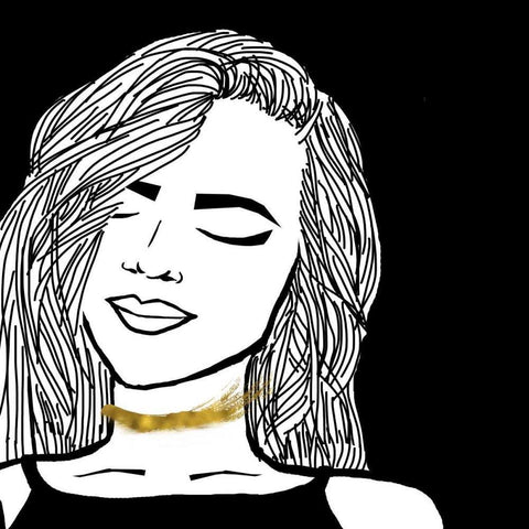 Cool Groove Gold Ornate Wood Framed Art Print with Double Matting by S Studio