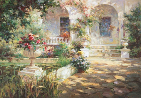 Sunlit Colonade White Modern Wood Framed Art Print with Double Matting by Oxley, Vail