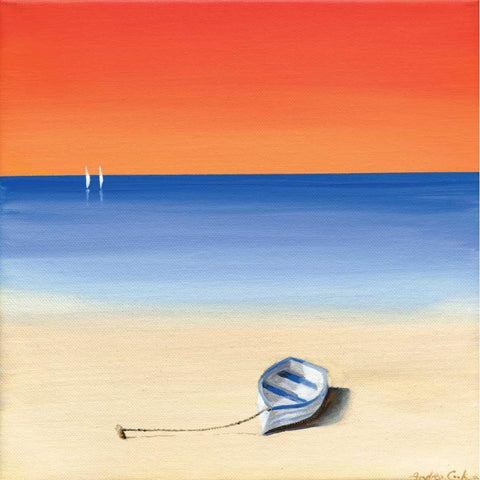 Red sky beach I Gold Ornate Wood Framed Art Print with Double Matting by Cook, Andrea