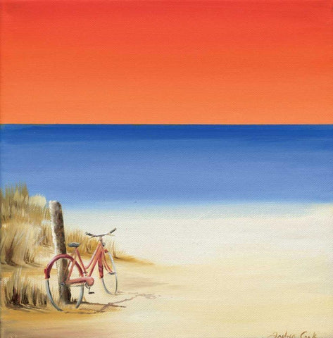 Red sky beach II White Modern Wood Framed Art Print with Double Matting by Cook, Andrea