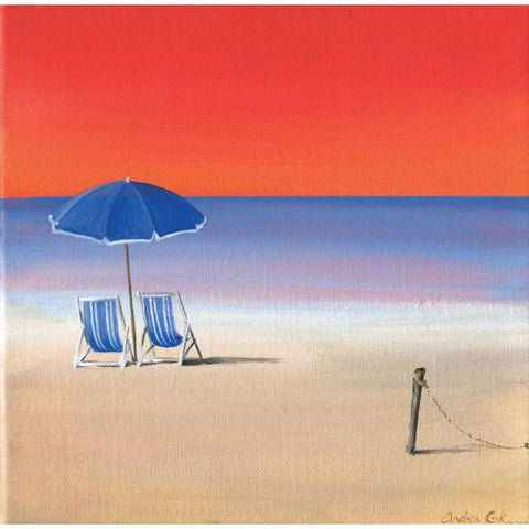 Red sky beach III White Modern Wood Framed Art Print by Cook, Andrea