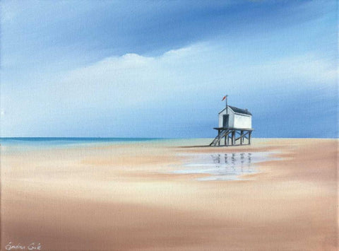 Beachhouse II Black Ornate Wood Framed Art Print with Double Matting by Cook, Andrea