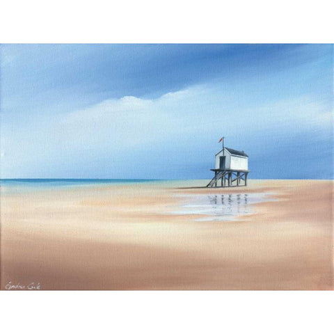 Beachhouse II Black Modern Wood Framed Art Print with Double Matting by Cook, Andrea