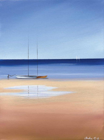 Sea and Beach White Modern Wood Framed Art Print with Double Matting by Cook, Andrea