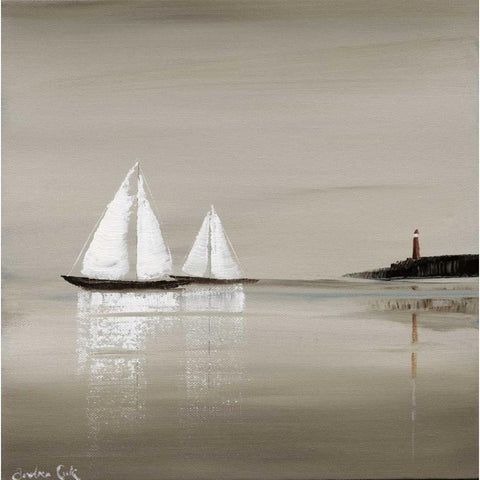 Sailing Grey I White Modern Wood Framed Art Print by Cook, Andrea