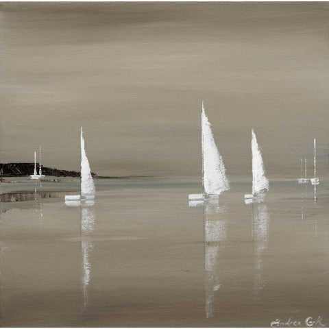 Sailing Grey II Gold Ornate Wood Framed Art Print with Double Matting by Cook, Andrea