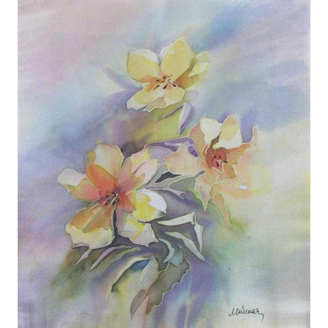 Floral White Modern Wood Framed Art Print by Mayskaya, Alisa