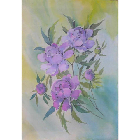 Purple Floriade I  White Modern Wood Framed Art Print by Mayskaya, Alisa
