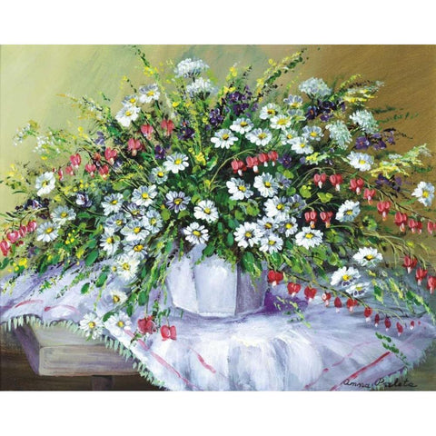 Colourful table I White Modern Wood Framed Art Print by Paleta, Anna