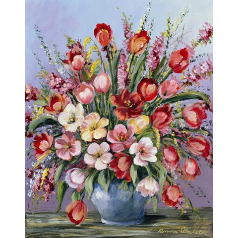 Red Classi bouqet White Modern Wood Framed Art Print by Paleta, Anna