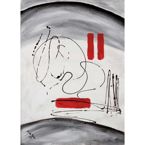 Three red blocks White Modern Wood Framed Art Print by die Zakko, Art