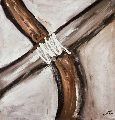 Crossing Band I White Modern Wood Framed Art Print with Double Matting by die Zakko, Art