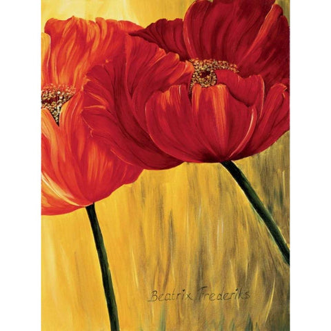 Dancing Tulips II Black Modern Wood Framed Art Print by Frederiks, Beatrix
