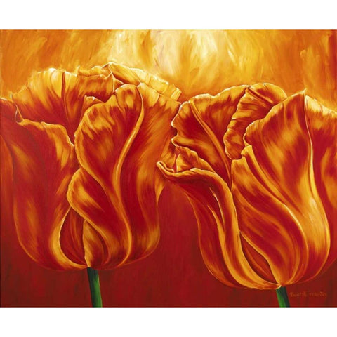 Tulips SQ Black Modern Wood Framed Art Print by Frederiks, Beatrix