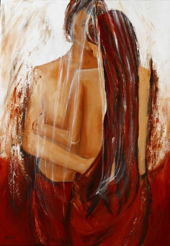 Lady II White Modern Wood Framed Art Print with Double Matting by Chantrel, Mieke