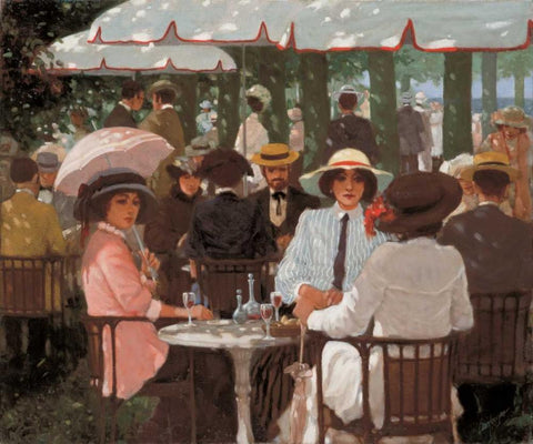 Terrace I Black Ornate Wood Framed Art Print with Double Matting by van Rooijen, Carel