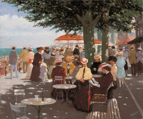 Terrace I Black Ornate Wood Framed Art Print with Double Matting by van Rooijen, Carel