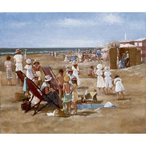 Beach old times I Gold Ornate Wood Framed Art Print with Double Matting by van Rooijen, Carel