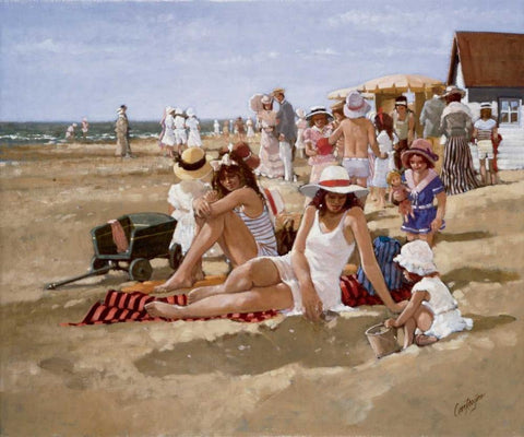 Beach old times II White Modern Wood Framed Art Print with Double Matting by van Rooijen, Carel