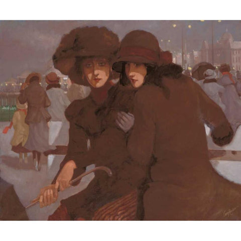 Friends I White Modern Wood Framed Art Print by van Rooijen, Carel