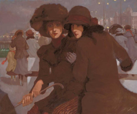 Friends I Black Ornate Wood Framed Art Print with Double Matting by van Rooijen, Carel