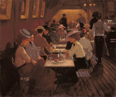 Old barscene White Modern Wood Framed Art Print with Double Matting by van Rooijen, Carel