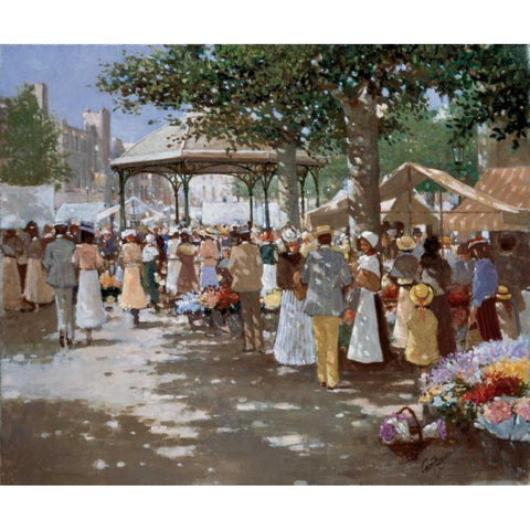 Old Market place I Black Modern Wood Framed Art Print by van Rooijen, Carel