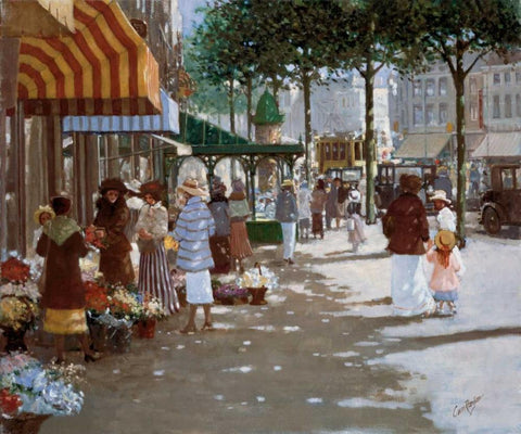 Old Market place II White Modern Wood Framed Art Print with Double Matting by van Rooijen, Carel