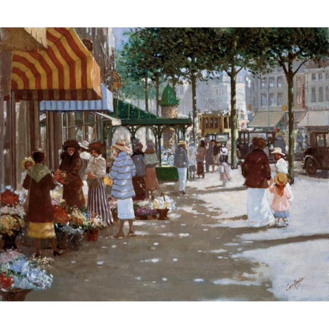 Old Market place II Gold Ornate Wood Framed Art Print with Double Matting by van Rooijen, Carel