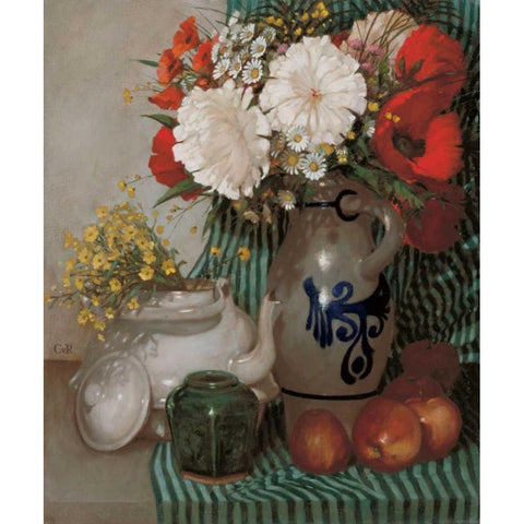 Stillife  White Modern Wood Framed Art Print by van Rooijen, Carel