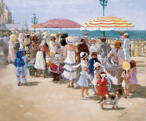 Beach old times III Black Ornate Wood Framed Art Print with Double Matting by van Rooijen, Carel