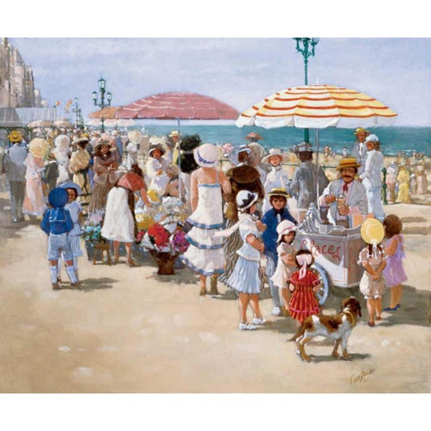 Beach old times III Black Modern Wood Framed Art Print by van Rooijen, Carel