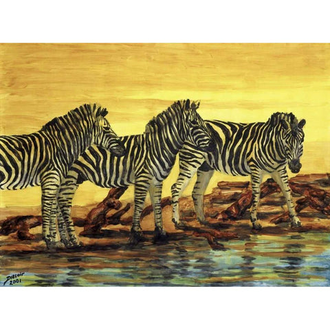 Sunset stripes White Modern Wood Framed Art Print by Blair, David