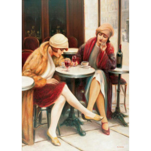 Cafe II Gold Ornate Wood Framed Art Print with Double Matting by Denis, E