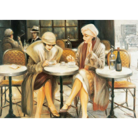 Cafe III White Modern Wood Framed Art Print by Denis, E