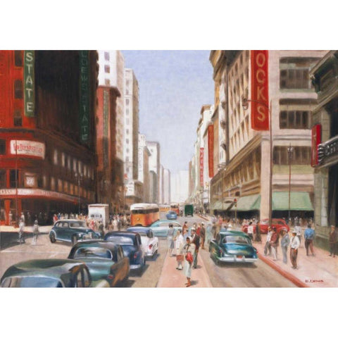 Los Angeles II Black Modern Wood Framed Art Print with Double Matting by Denis, E