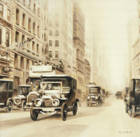 Old street usa Black Ornate Wood Framed Art Print with Double Matting by Denis, E