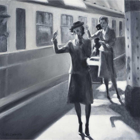 trainstation Black Modern Wood Framed Art Print with Double Matting by Denis, E