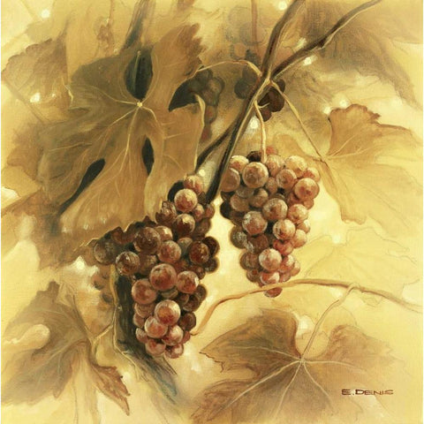 Grapes III White Modern Wood Framed Art Print by Denis, E